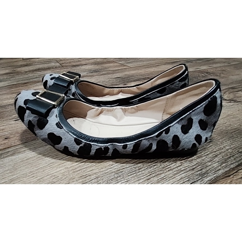 Cole Haan Womens Leopard Calf Hair Patent Leather Wedge Shoes 9.5 B Cheetah Gray - Picture 13 of 13